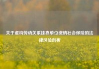 关于虚构劳动关系挂靠单位缴纳社会保险的法律风险剖析