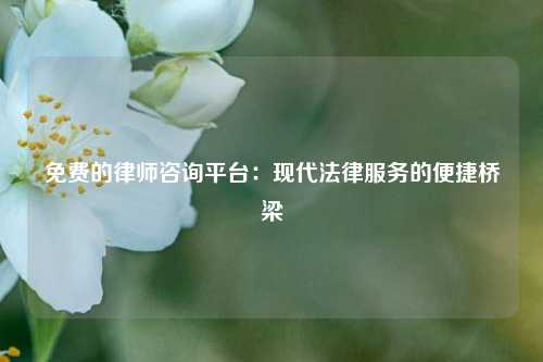 免费的律师咨询平台：现代法律服务的便捷桥梁