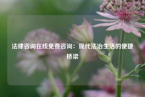 法律咨询在线免费咨询：现代法治生活的便捷桥梁