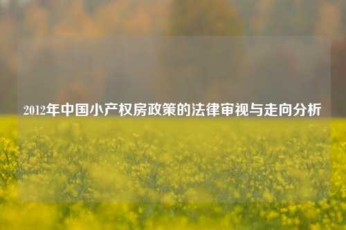 2012年中国小产权房政策的法律审视与走向分析