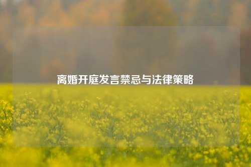 离婚开庭发言禁忌与法律策略