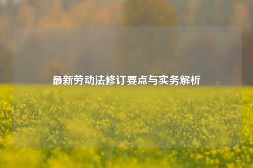 最新劳动法修订要点与实务解析